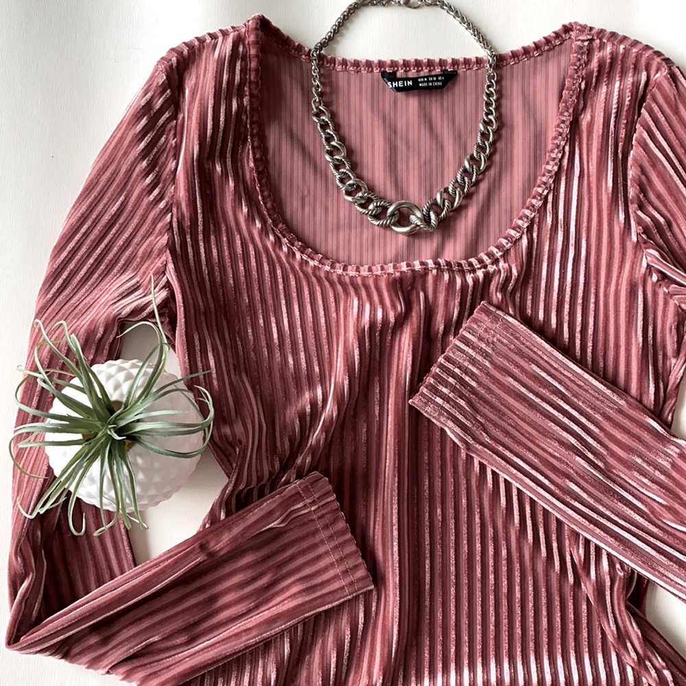 Shein dusty rose velour bodysuit